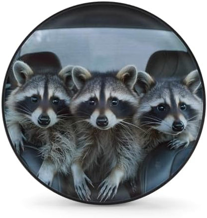 Rv Spare Tire Cover Wheel Funny Animal Raccoons Tire Covers Wheel Protectors by FengQuGou
