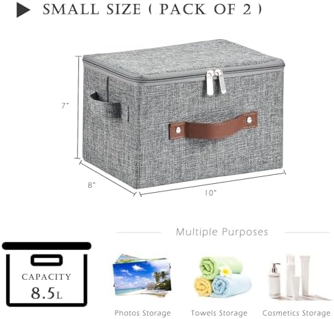 2PCS Storage Bins with Zipper Lids Decorative Lidded Basket Box - Image 3