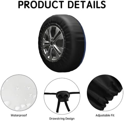 Blue Floral Spare Tire Cover Chinoiserie Wheel Protectors Cover 17 Inch - Image 4