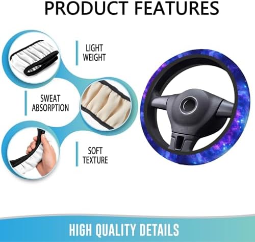 Elastic Steering Wheel Cover, 15 Inch Absorbing Sweat Purple Galaxy - Image 5