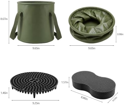 3-Piece Swirl-Free Car Wash Kit Dirt Trap Insert Collapsible Bucket Sponge - Image 2