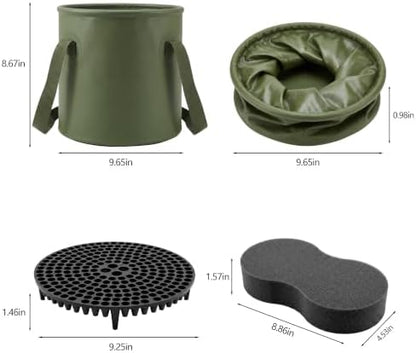 3-Piece Swirl-Free Car Wash Kit Dirt Trap Insert Collapsible Bucket Sponge - Image 2