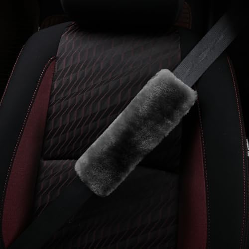 2pc Soft Genuine Sheepskin Wool Auto Seat Belt Cover Seatbelt Shoulder Pad - Image 2
