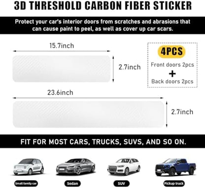 Ohleats 4 PCS Car Door Sill Protectors, Anti Scratch Carbon Fiber Auto - Image 2