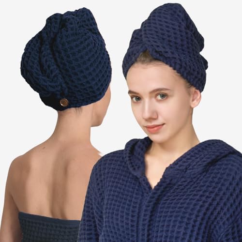 Luxury Organic Japanese Cotton Hair Drying Waffle Towel Wrap by KOSMU