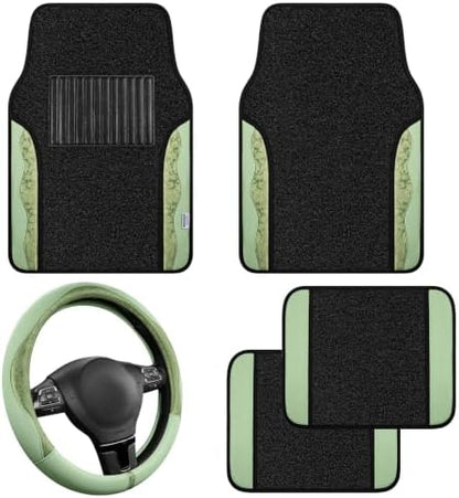 PIC AUTO Steering Wheel Cover & Car Floor Mats, Universal 14.5"–15.5" Steering by PICAUTO