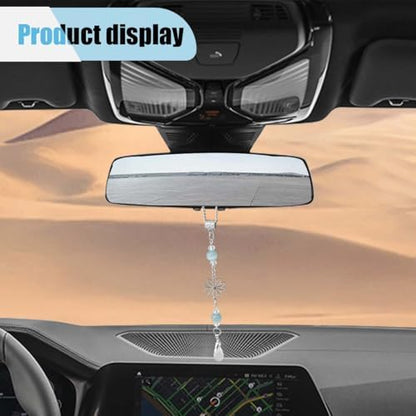 Flower Car Rear View Mirror Pendant, Bling Crystal Car Interior Decoration - Image 4
