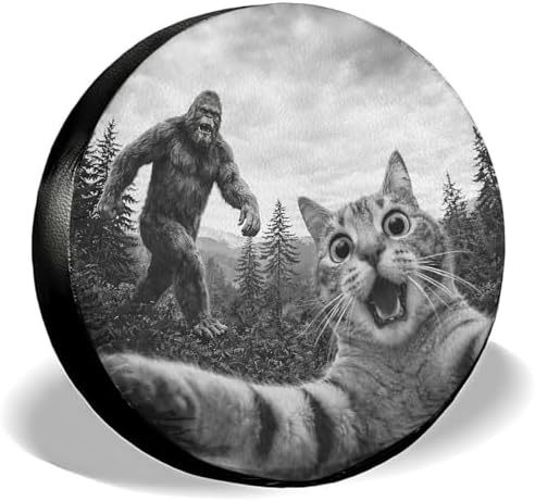 GENANY Forest Cat Selfie Thick PVC Leather Spare Tire Cover Size 16 by GENANY