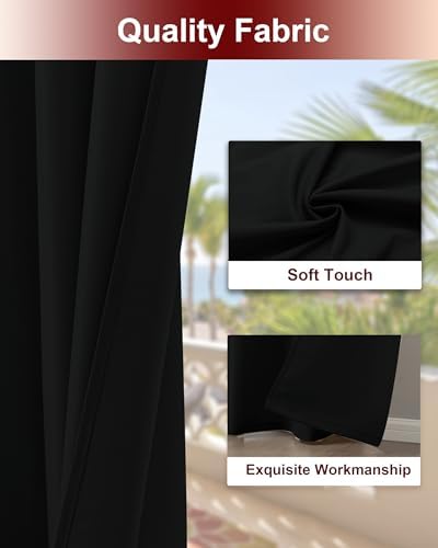 Grommet Outdoor Curtains for Patio Waterproof 8 Pcs 54x84 In Black - Image 4