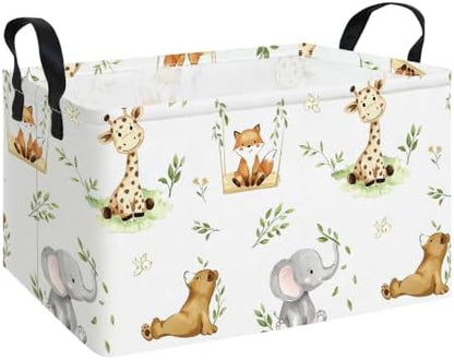 Rectangular Collapsible Jungle Animals Storage Basket Nursery Organizer by LANGYASHAN