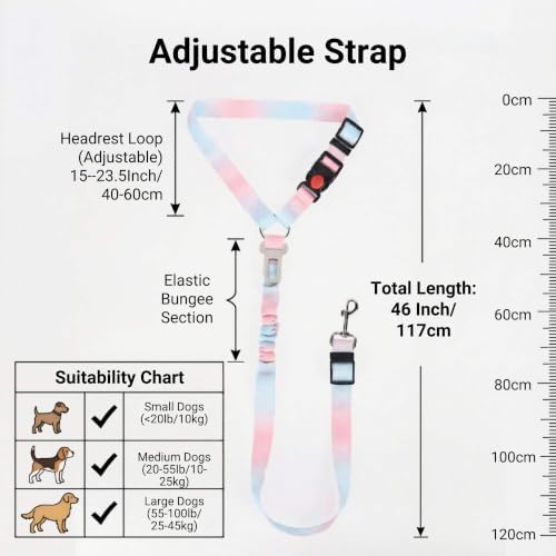 Dog Seat Belt Harness, 2-in-1 Tangle-Free Chew Proof - Image 2