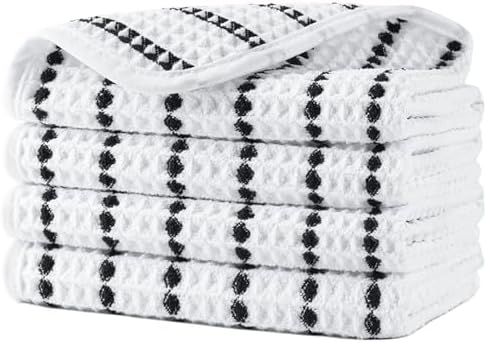 POLYTE 430 GSM Poly Blend Microfiber Waffle Wash Cloth Face Towel, 13x13 in by Polyte