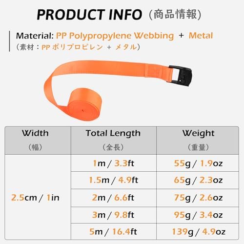 TRIWONDER Cinch Tie Down Strap Lashing Straps Heavy Duty Nylon Straps - Image 2