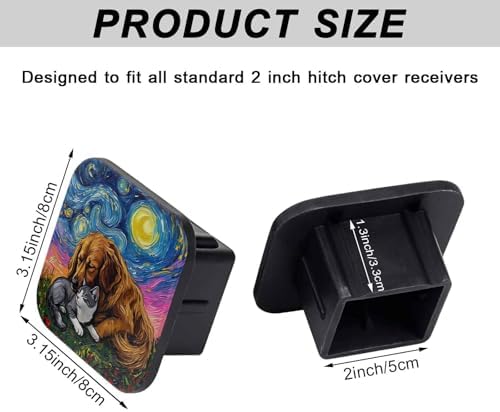 2 Inch Dog Cat Night Sky Trailer Hitch Cover Rubber Receiver Tube Plug Cap - Image 2