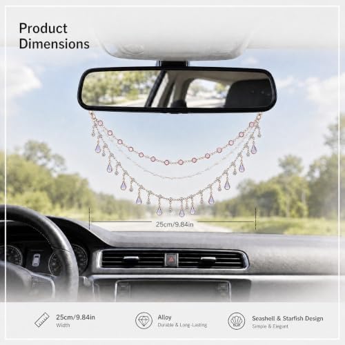 Triple Layer Water Drop Zircon Rear View Mirror Charm Purple Car Hanging - Image 2