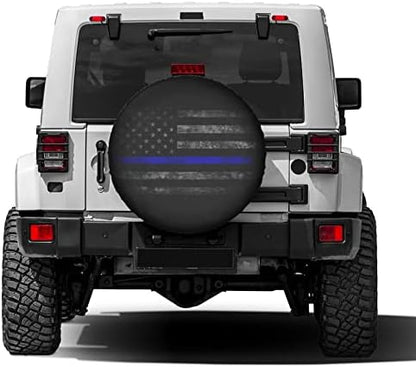 Thin Blue Line Spare Tire Cover Dust-Proof Wheel Tire Cover Fit Trailer - Image 2