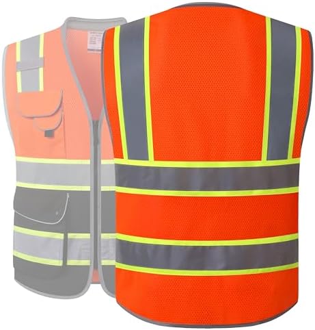 JKSafety Hi Vis Safety Vest for Men Women Cushioned Collar JK101 OBlack 3XL - Image 5