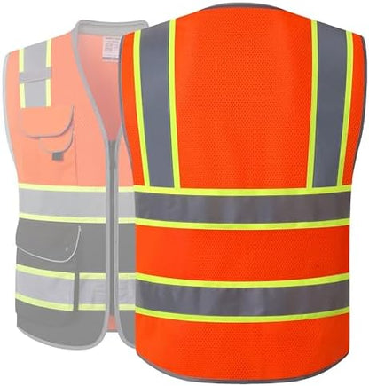 JKSafety Hi Vis Safety Vest for Men Women Cushioned Collar JK101 OBlack 3XL - Image 5