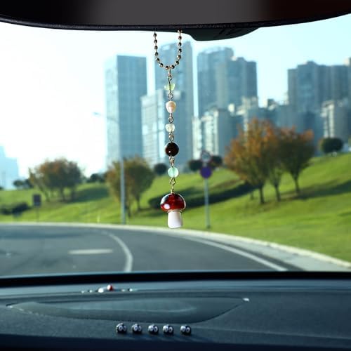 Car Rear View Mirror Accessories Witchy Car Hanging Ornament, Mushroom Rearview - Image 2