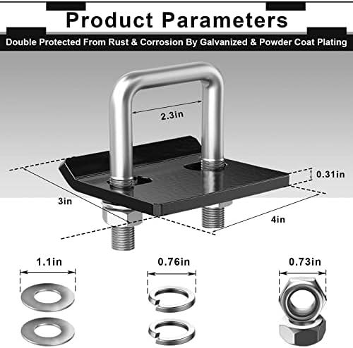 Hitch Tightener for 1.25" and 2" Hitches LIBERRWAY U-Shaped Iron Hitch - Image 6