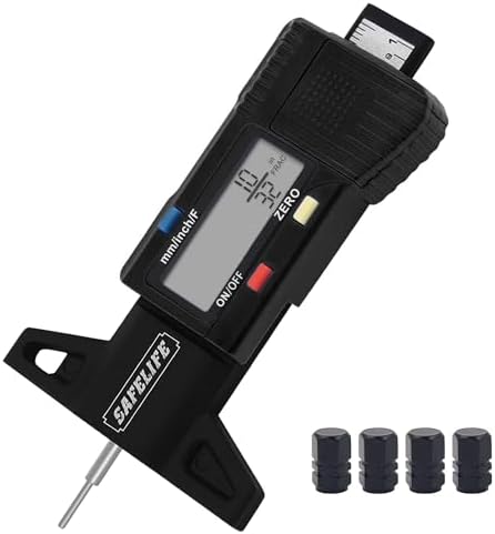 SAFELIFE Digital Tire Tread Depth Gauge, 3 Modes-Fractional Inch, Decimal Inch by SAFELIFE