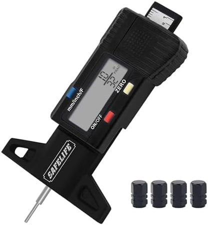 SAFELIFE Digital Tire Tread Depth Gauge, 3 Modes-Fractional Inch, Decimal Inch by SAFELIFE