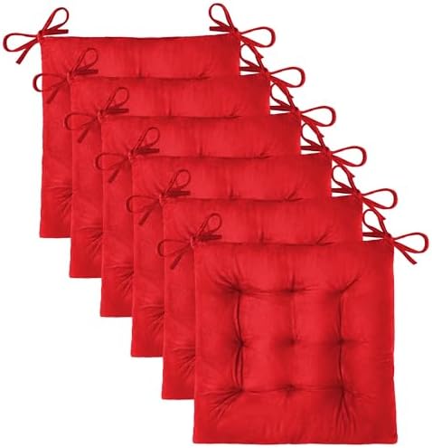 OVOV 6 Pack Chair Cushions for Dining Chairs 15.5"x15.5" Red by OVOV