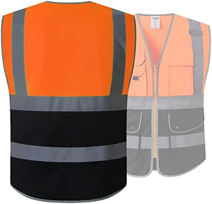 JKSafety Safety Vest for Men Women Reflective Hi Vis JK150 OBlack 3XL - Image 5