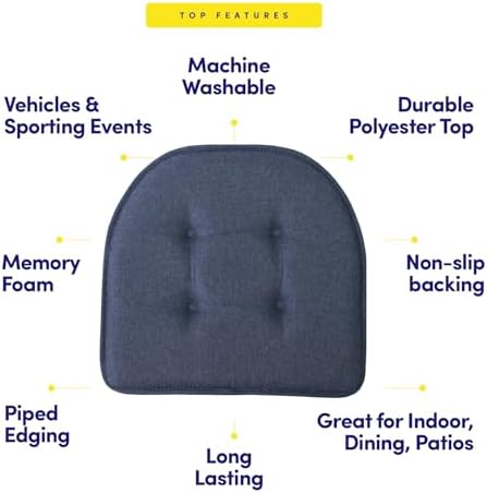 Sweet Home Collection Chair Cushion Memory Foam Pads Tufted Slip Non Skid - Image 5