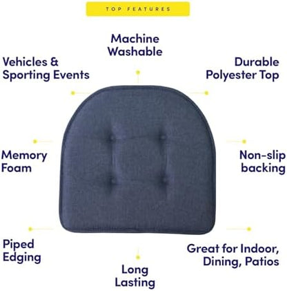 Sweet Home Collection Chair Cushion Memory Foam Pads Tufted Slip Non Skid - Image 5