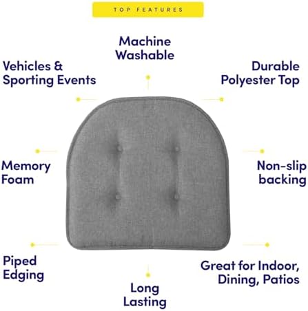 Sweet Home Collection Chair Cushion Memory Foam Pads Tufted Slip Non Skid - Image 5