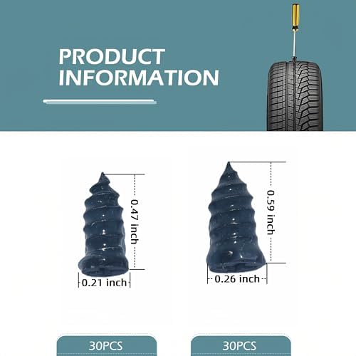 60 PCS Tire Repair Rubber Nail, Vacuum Tire Repair Kits Spiral Rubber Screws - Image 2