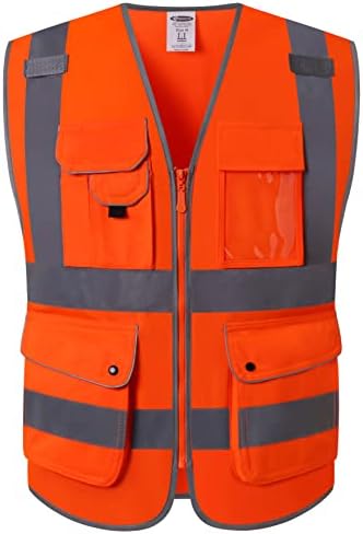 JKSafety Safety Vest for Men Women Reflective Hi Vis JK150 Orange 5XL by JKSafety