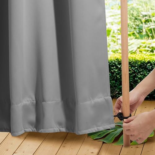 NICETOWN 2 Panels Outdoor Curtains Waterproof W52xL108 Silver Grey by NICETOWN