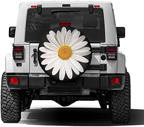 White Daisy Spare Tire Cover Dust-Proof Wheel Tire Cover Fit Trailer, SUV and - Image 2