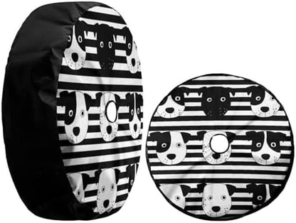 Black White Stripes Dog Heads Spare Tire Cover - Image 3