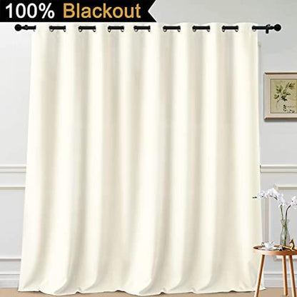 Yakamok Cream 100% Blackout Patio Door Curtain Panels W100 x L108, 1 Panel - Image 2