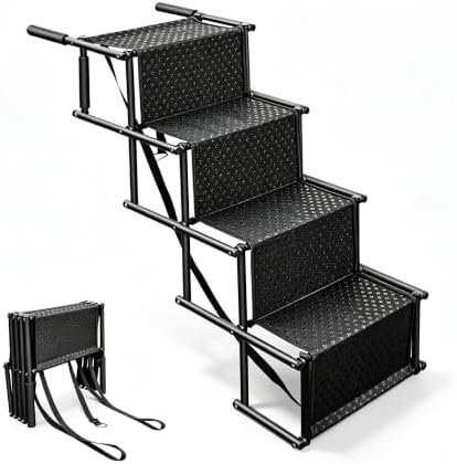 Foldable 4-Step Pet Stairs, Non-Slip Portable Dog Ladder Ramp by Unknown