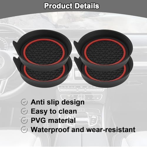 HZEL Car Cup Holder Coasters, Recessed Automotive Drink Mat Decoration - Image 3
