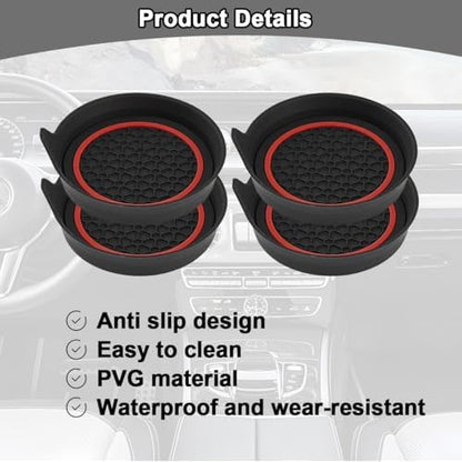 HZEL Car Cup Holder Coasters, Recessed Automotive Drink Mat Decoration - Image 3