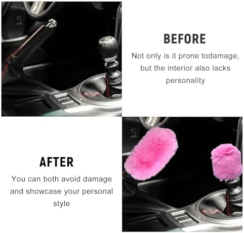 2PCS Fluffy Car Gear Shift Knob Cover & Handbrake Cover, Furry Auto Hand Brake - Image 5