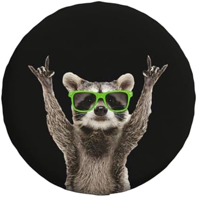 Spare Tire Cover with Funny Green Glasses Raccoon Pattern 15inch by Unknown