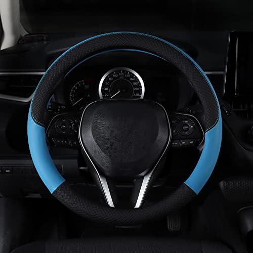 Auto Car Genuine Leather Steering Wheel Cover Anti Slip Wrap 15" - Image 2