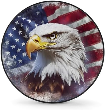 Spare Tire Cover for RV Trailer, American Flag Eagle Waterproof Sun Leather by cfpolar