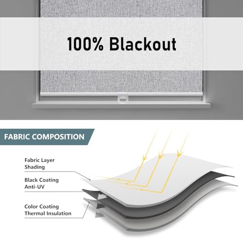 AOSKY Blackout Cordless Roller Shades, 31.5" W x 72" H, Heather Grey - Image 5