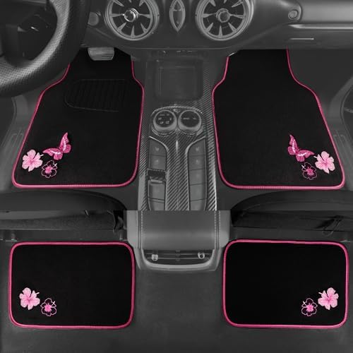 CAR PASS Embroidery Butterfly and Flower Car Floor Mats, - Image 4