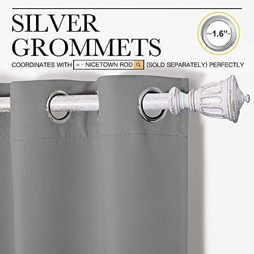 NICETOWN Silver Grey Blackout Curtain Panels, 2 Panels, W34 x L63-inch - Image 3