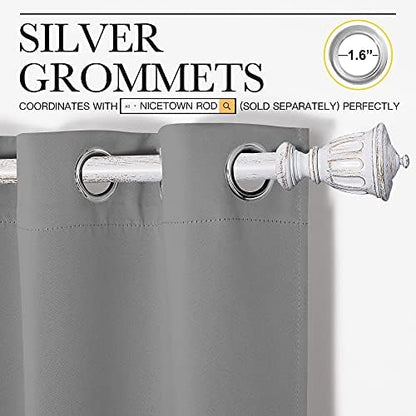 NICETOWN Silver Grey Blackout Curtain Panels, 2 Panels, W34 x L63-inch - Image 3