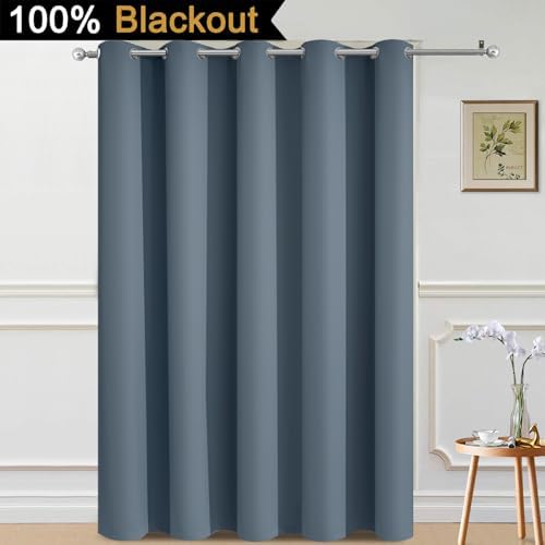Yakamok Stone Blue Blackout Patio Door Curtain Panels W70 x L84, 1 Panel - Image 2