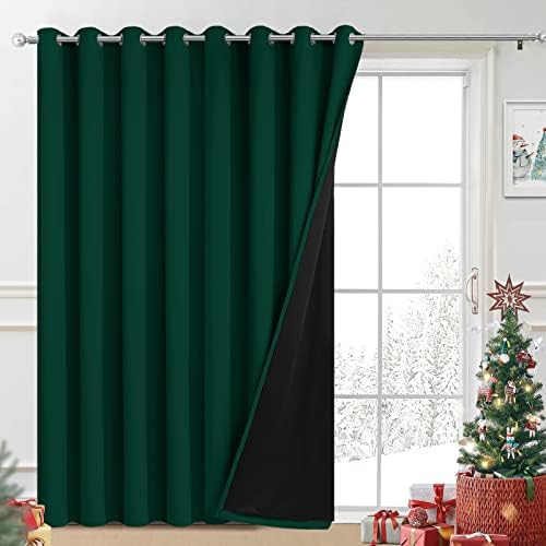Yakamok Dark Green Blackout Patio Door Curtain Panels W100 x L84, 1 Panel by Yakamok